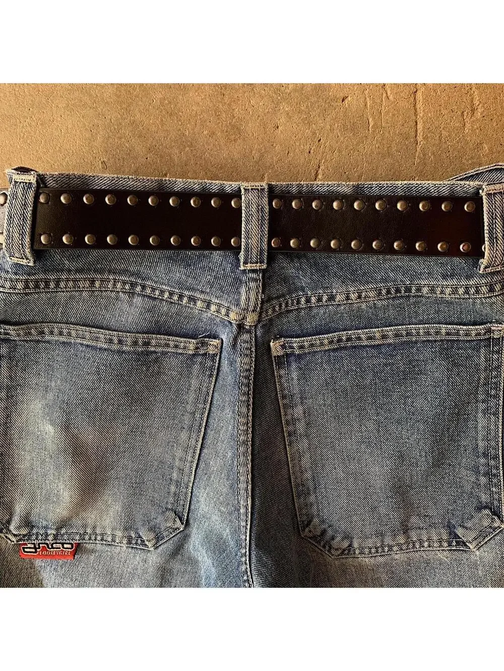 American Western vintage studded black style indie boho indie belt. 41 inches
